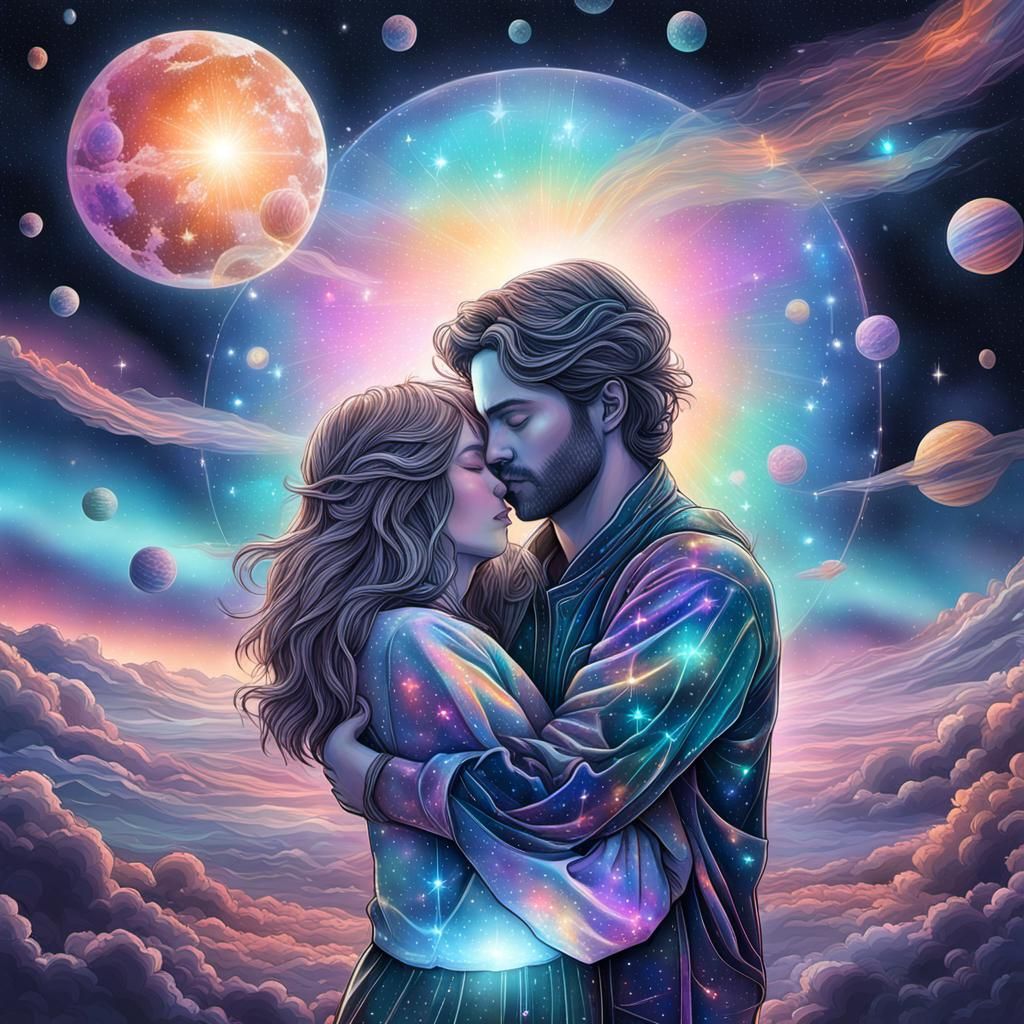 Cosmic Astral Dreamscape in Holographic Illustration