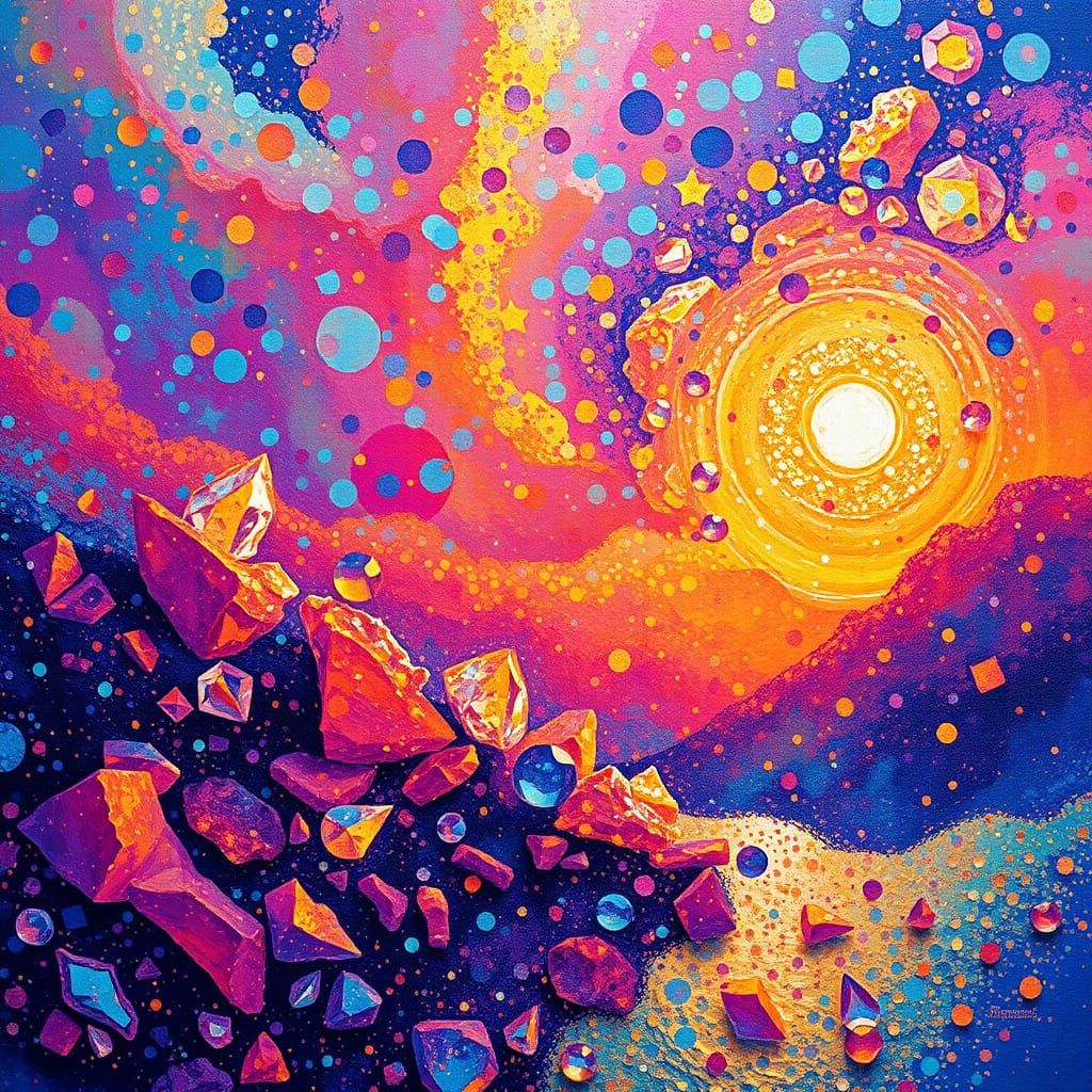 Surreal Glittering Realm in Impasto Style