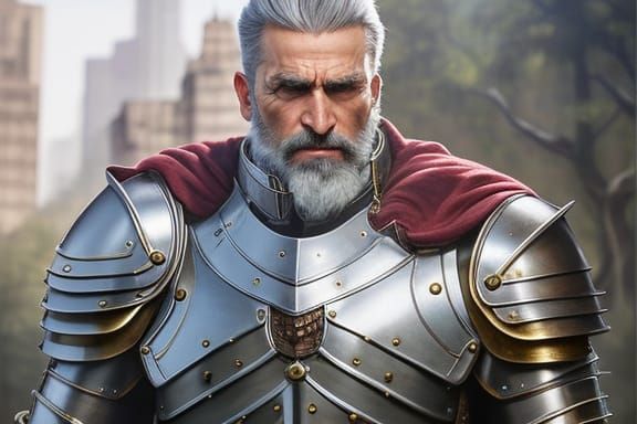 Golden Lion Knight in Hyperrealistic Detail