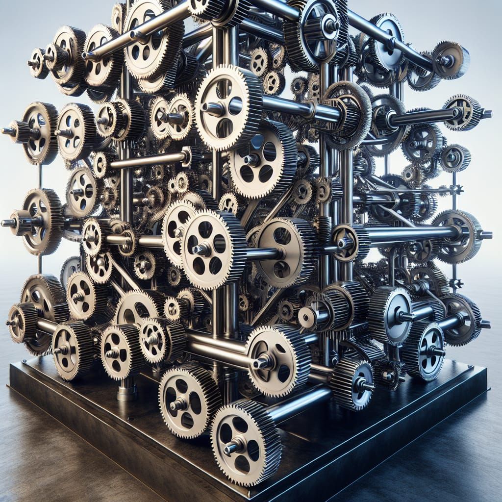 Intricate Cogwheel Machine with Interlocking Gears