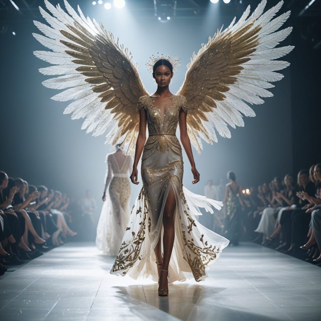 Haute Couture Angels Strut Down the Runway in Elegant Fashio...