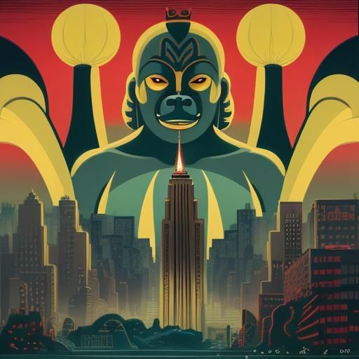 King Kong in Art Deco New York, Psychedelic Poster Art
