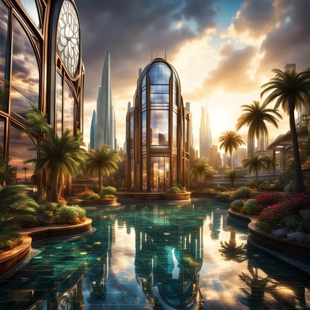 Utopian City Powered by Nature and Stained Glass