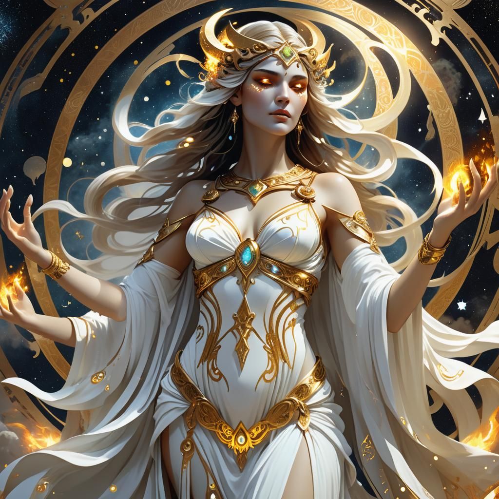 Ethereal Demon Goddess with Starlight Eyes