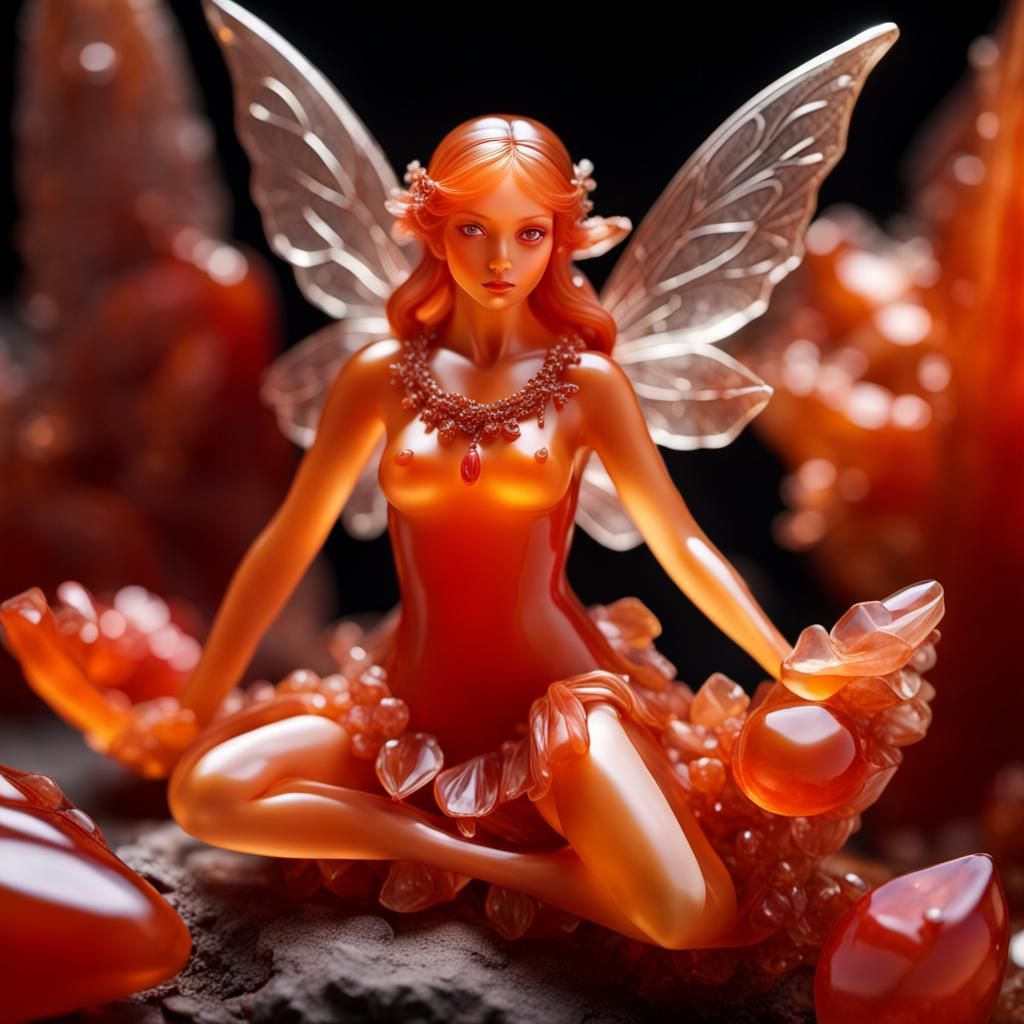 Hyperrealistic Carnelian Crystal Fairy in High Definition