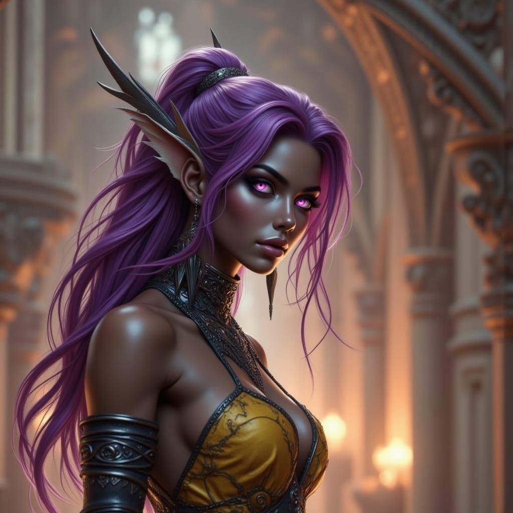 Muscle-Bound Drow Warrior in Dark Fantasy Style