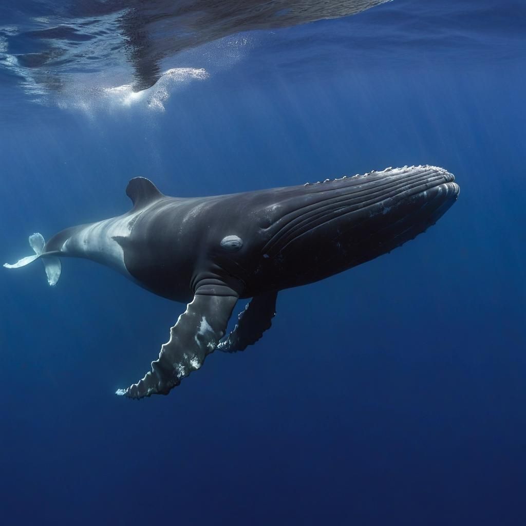 Sperm Whale Diving in the Deep Ocean