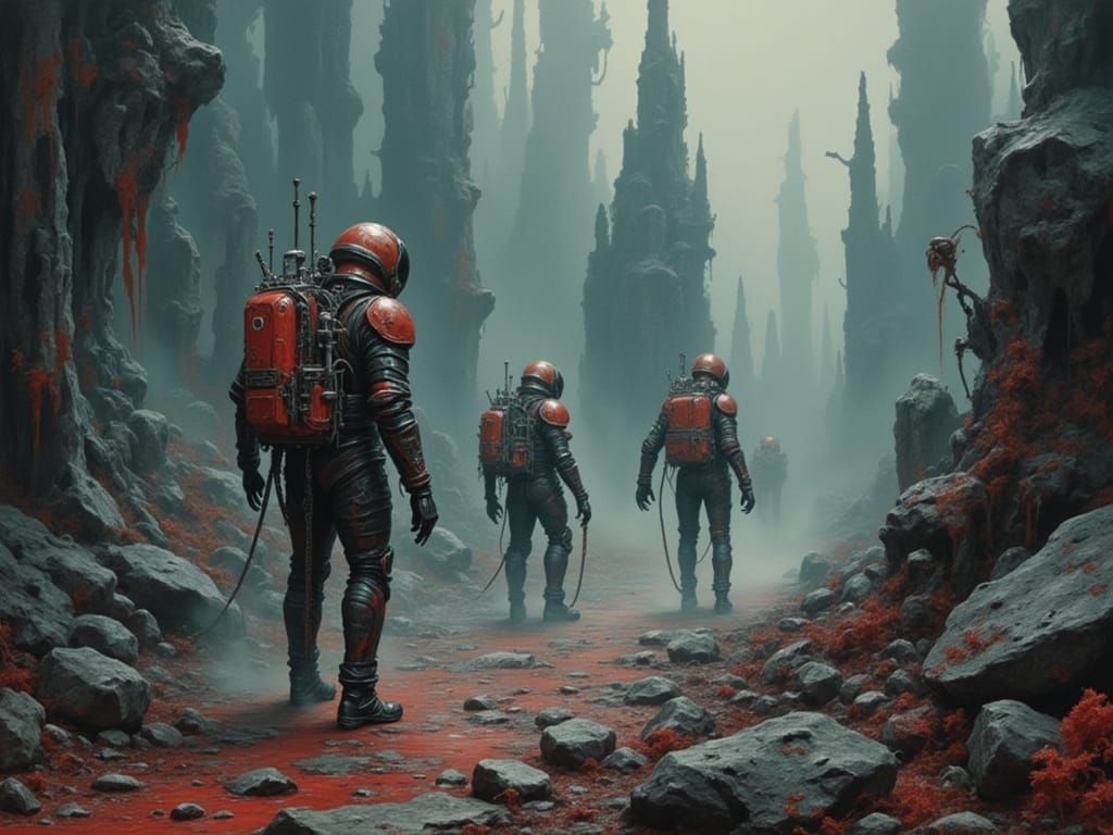 Astronauts Explore Toxic Exoplanet in Sci-Fi Style