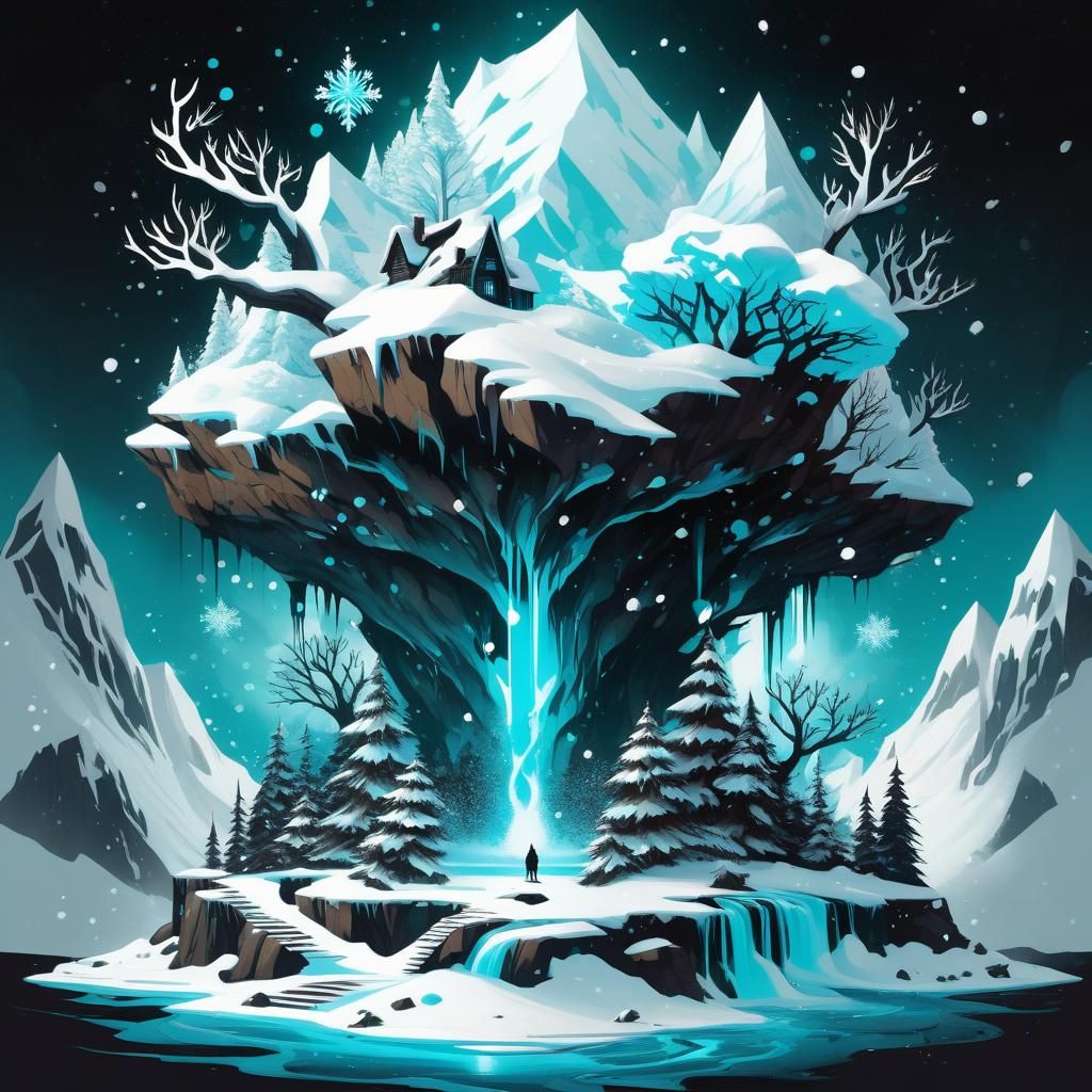 Snowfallen Magical T-Shirt Design in Digital Painting Style