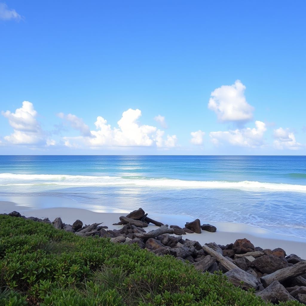 Tropical Oasis in Sunset Hues