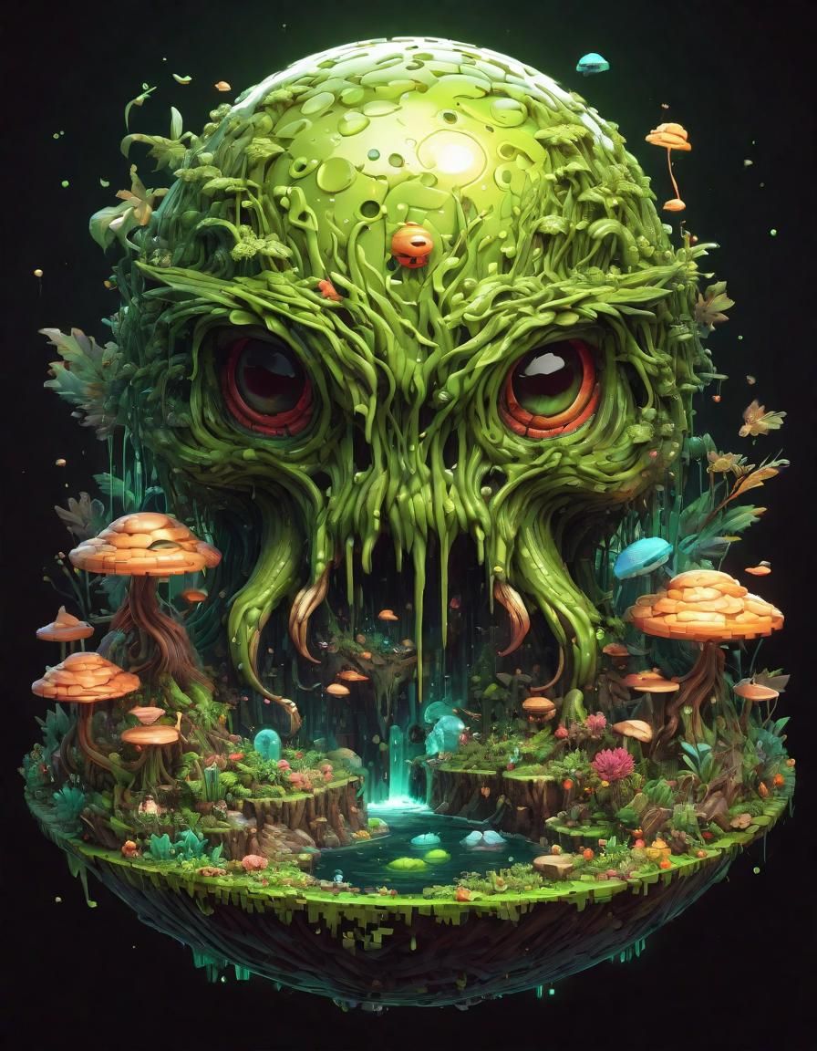 Adorable Chibi Slime Monster in Pixel Art