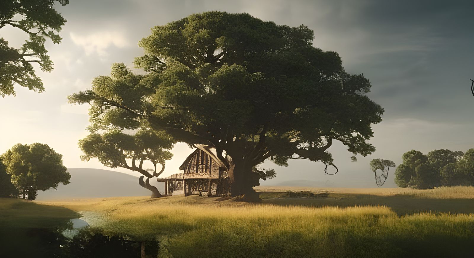 Cinematic Medieval Farm in Fantasy Landscape