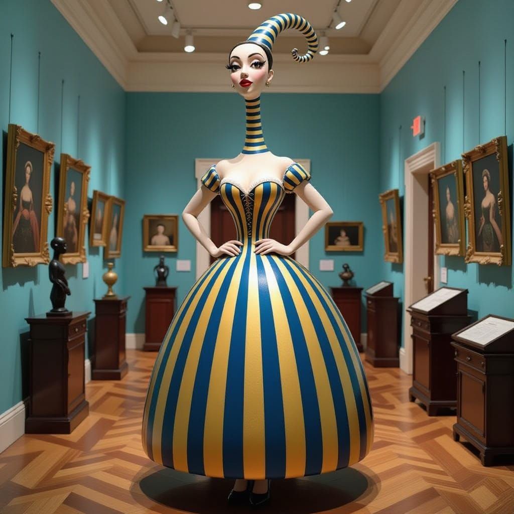 Lady Cupanbol in a Tim Burton-Inspired Museum Scene