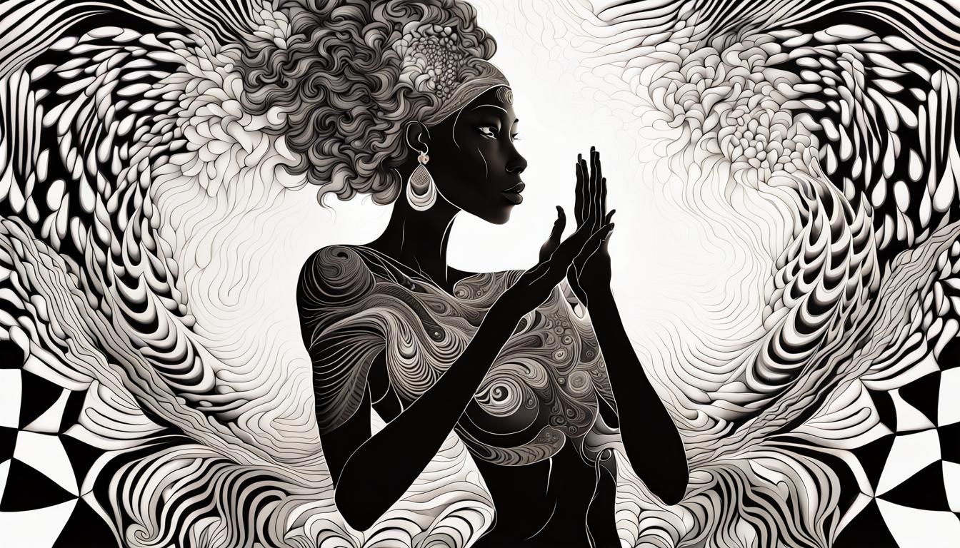 Abstract Black Goddess Touches Lightning