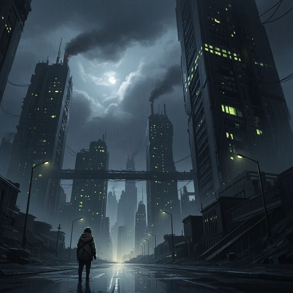 Grimdark Dystopian Scene in Digital Painting Style