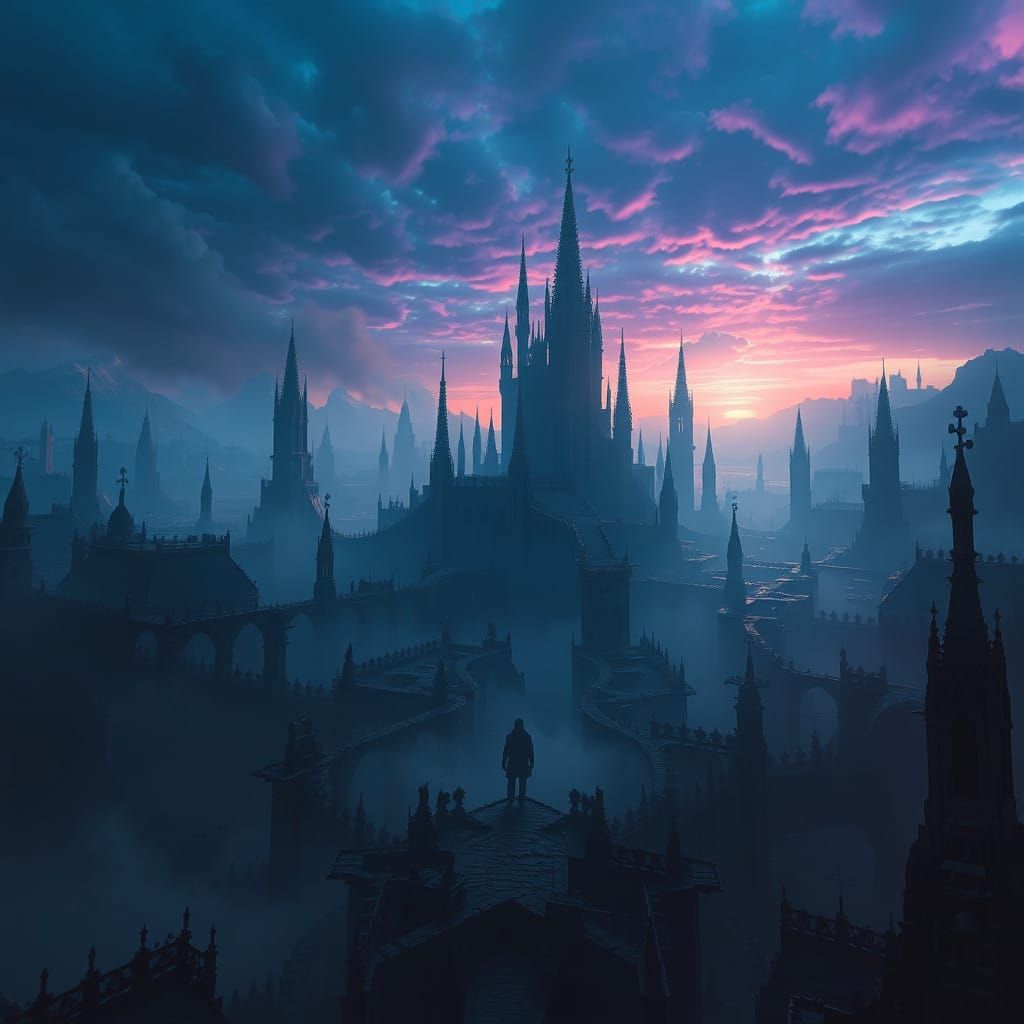 Surreal Gothic Cityscape of Despair
