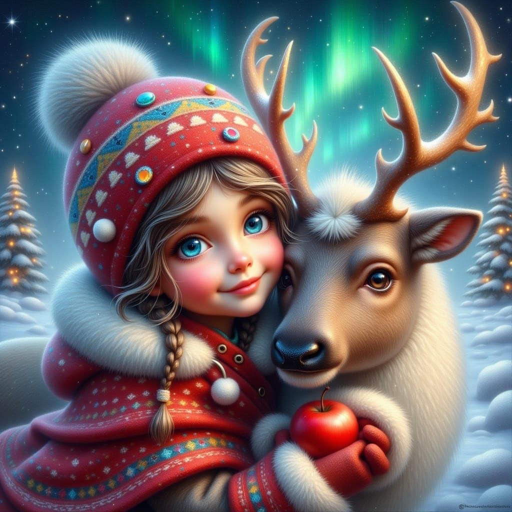 <Lora:Fio'sFantasyGlow1.0> 
Nordic girl and Xmas Reindeer