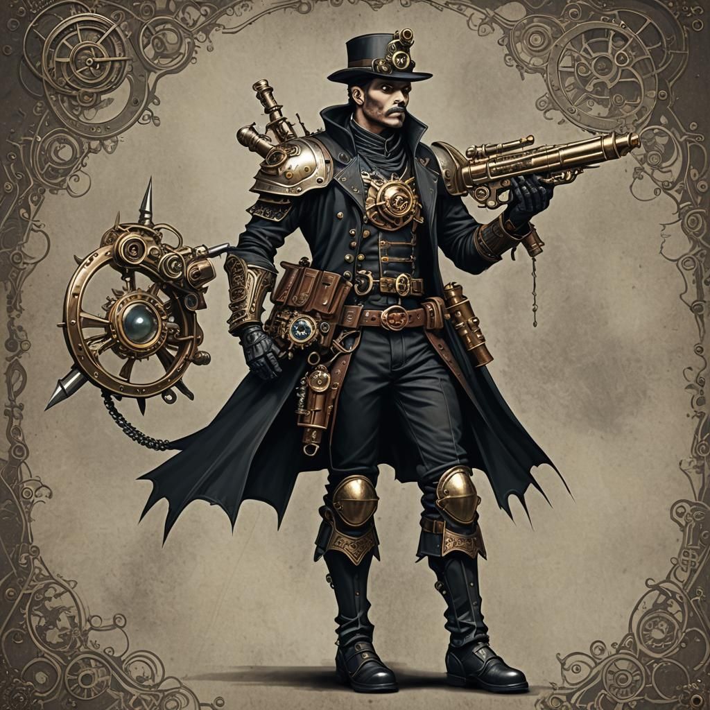 Gothic Steampunk Warrior with Raygun