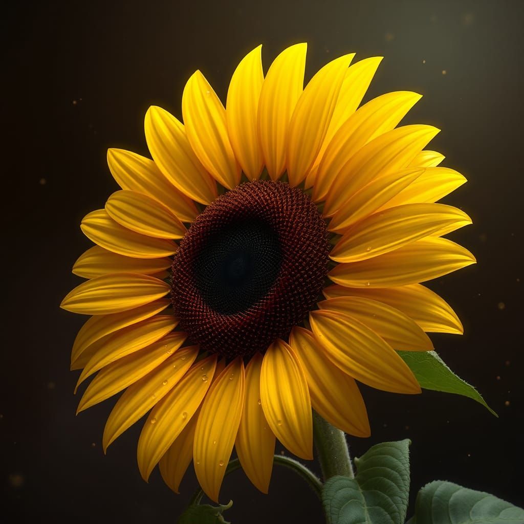 Luminescent Sunflower with Magic Sparkles in Matte Painting ...