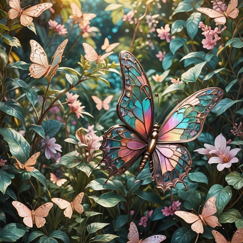 Art Deco Butterfly with Iridescent Wings