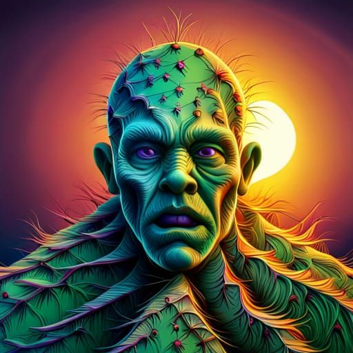 creepy rotten cactus face