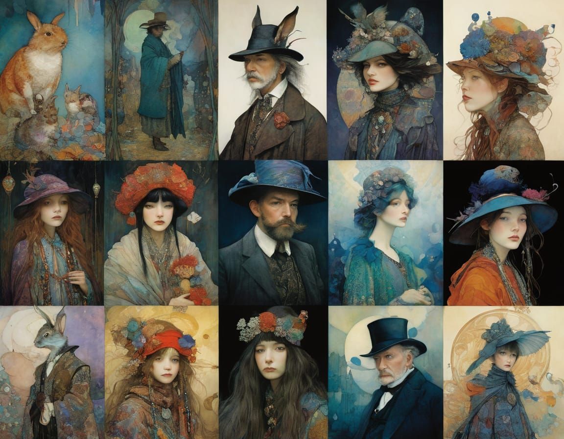 Whimsical Characters in Triadic Color Palette