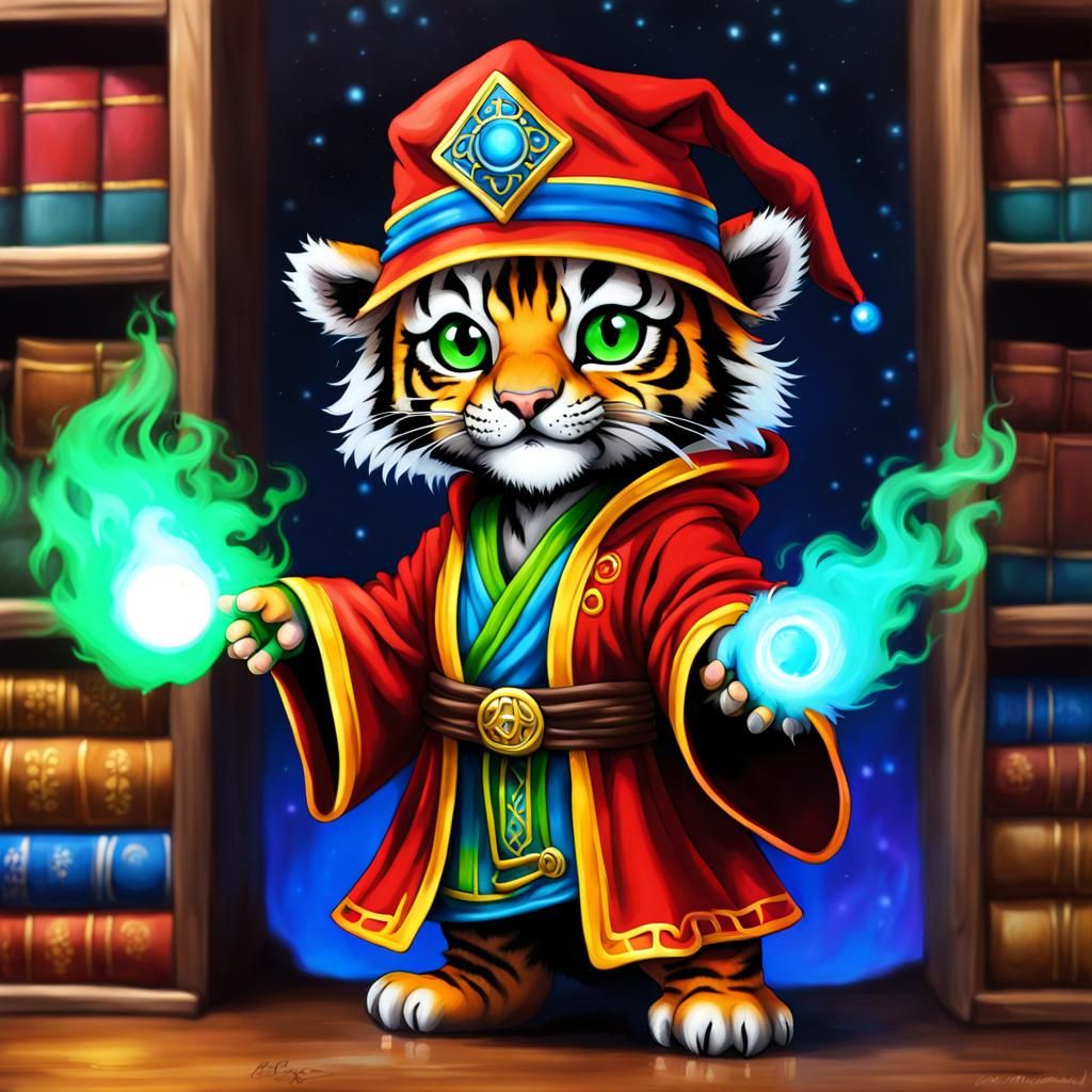 Chibi Tiger Wizard Unleashes Magical Chaos