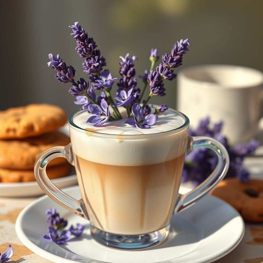 Lavender Latte Double Exposure Gouache Painting