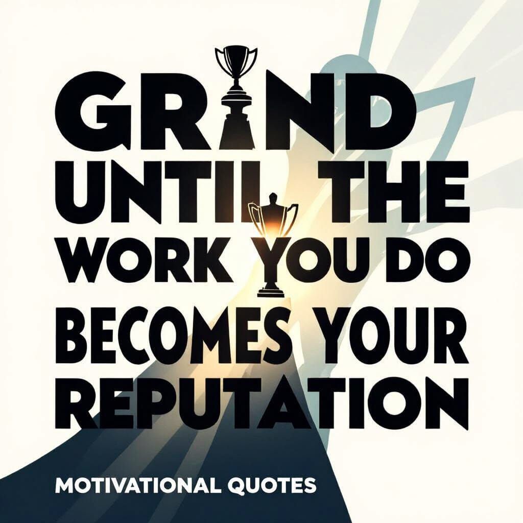 Motivational Figure with Trophy Shadow in Futuristic Style