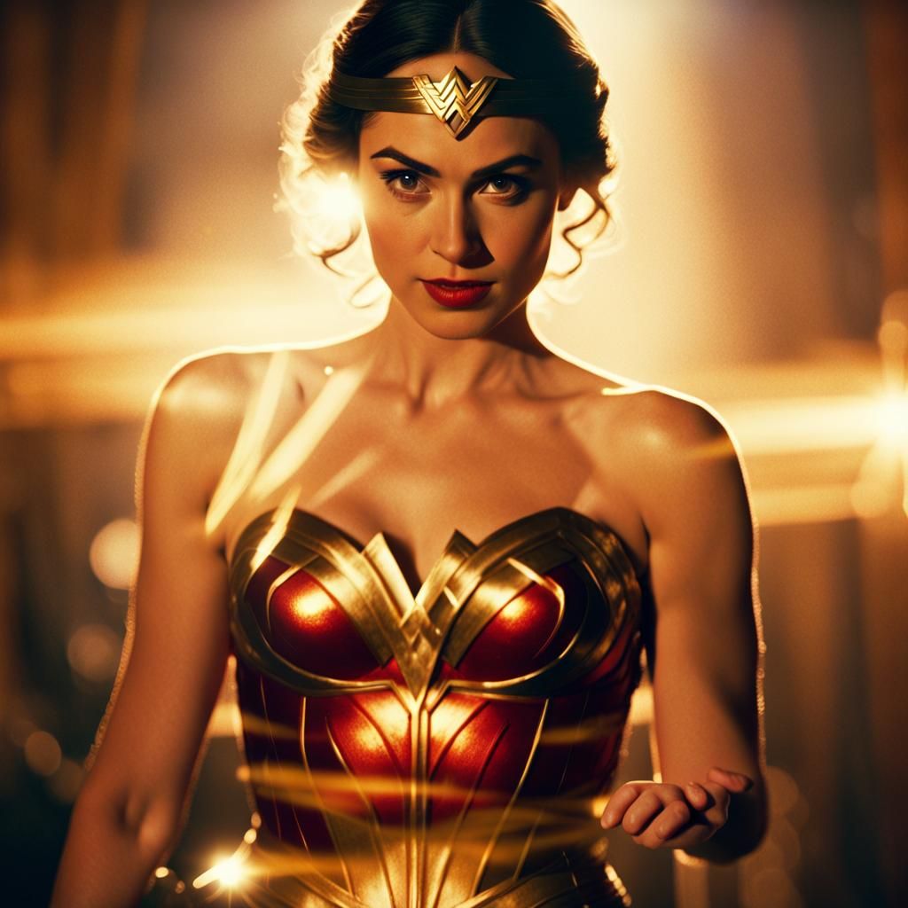 Wonder Woman in Strapless Bustier: Cinematic Film Still