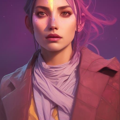 Hyperdetailed Portrait of a Purple Moon as Splash Art