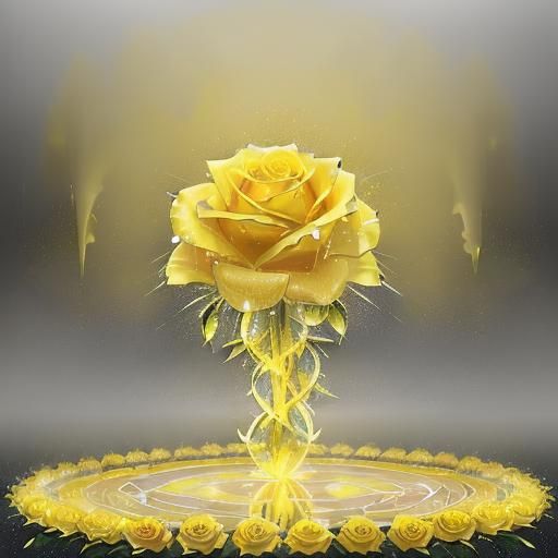 Mystical Yellow Rose in Monochromatic Watercolor