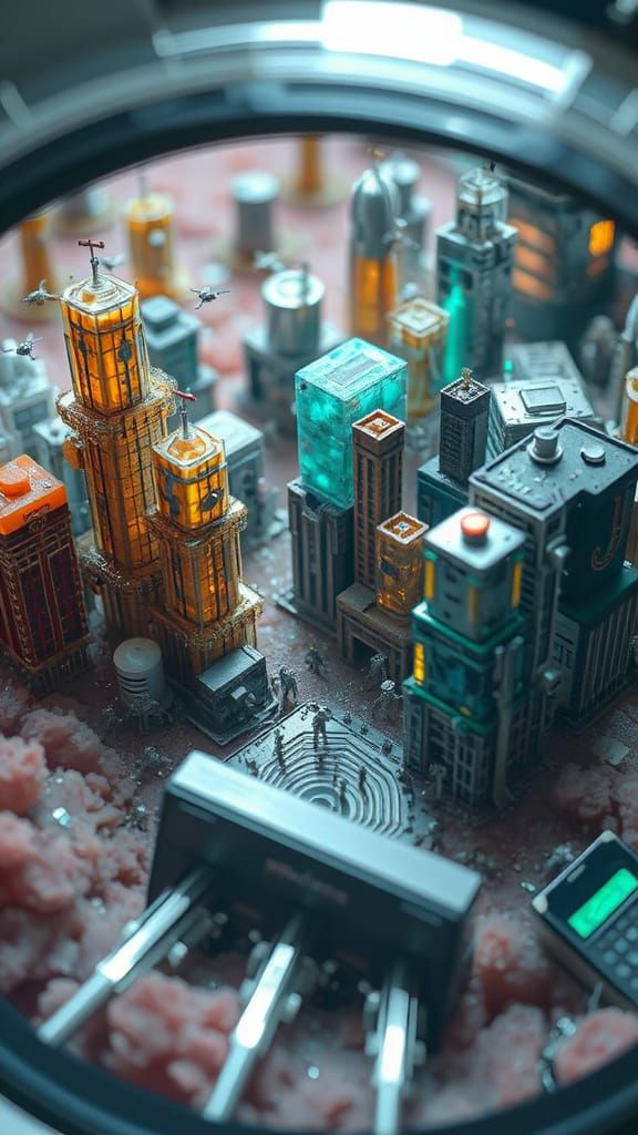 Close-up of a microscope lens .