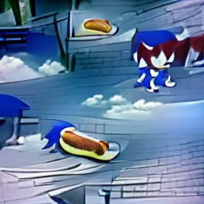 Sanic the Hedgehog Enjoying Chili Dogs