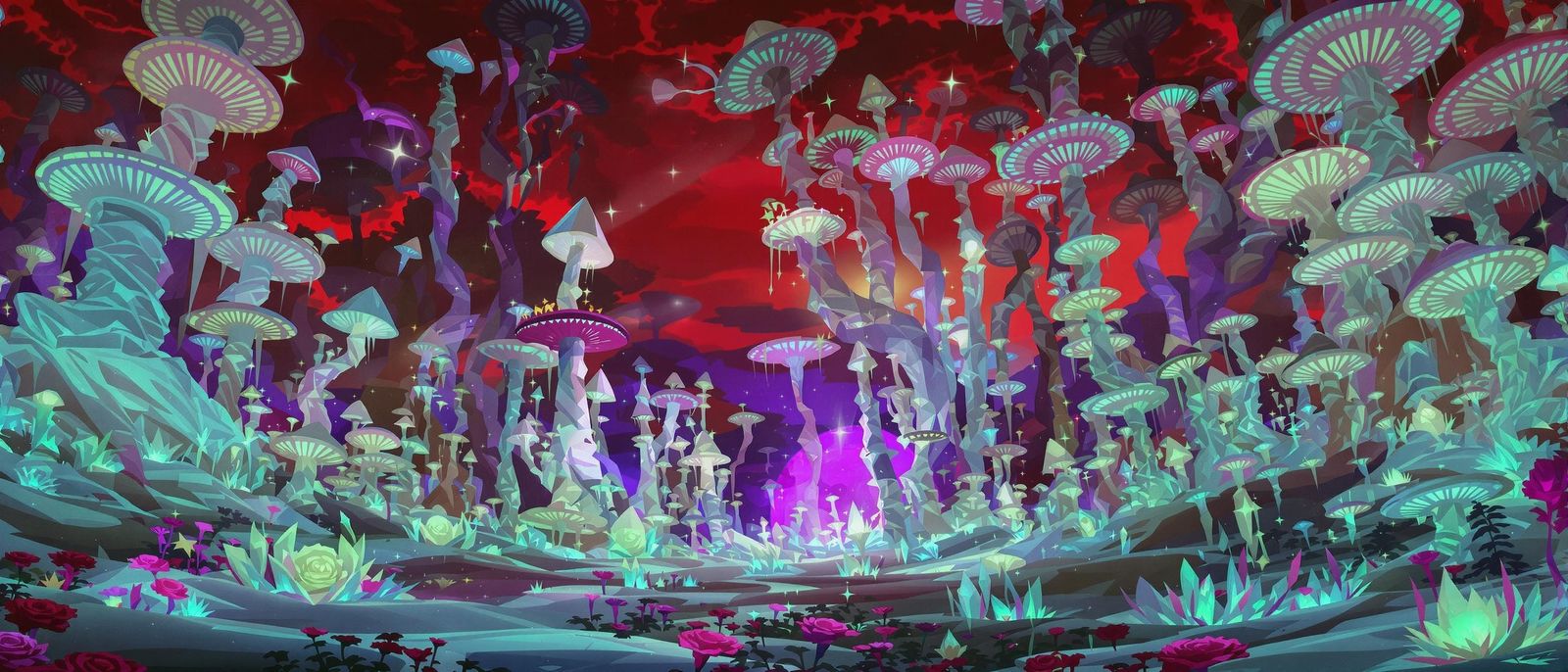 Surreal Landscape of Fractured Reality in a Crimson World