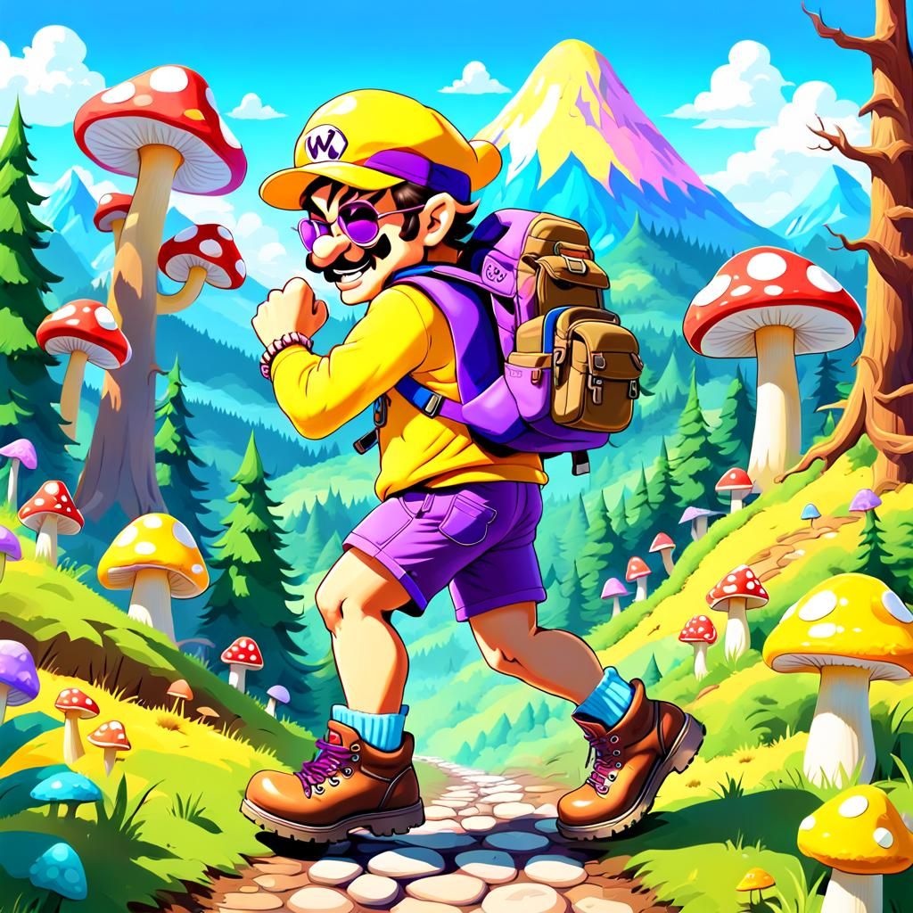 Wario's Hiking Adventure in Candy Art Style