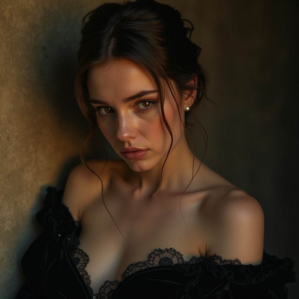 Victorian Woman Portrait with Noir Lighting