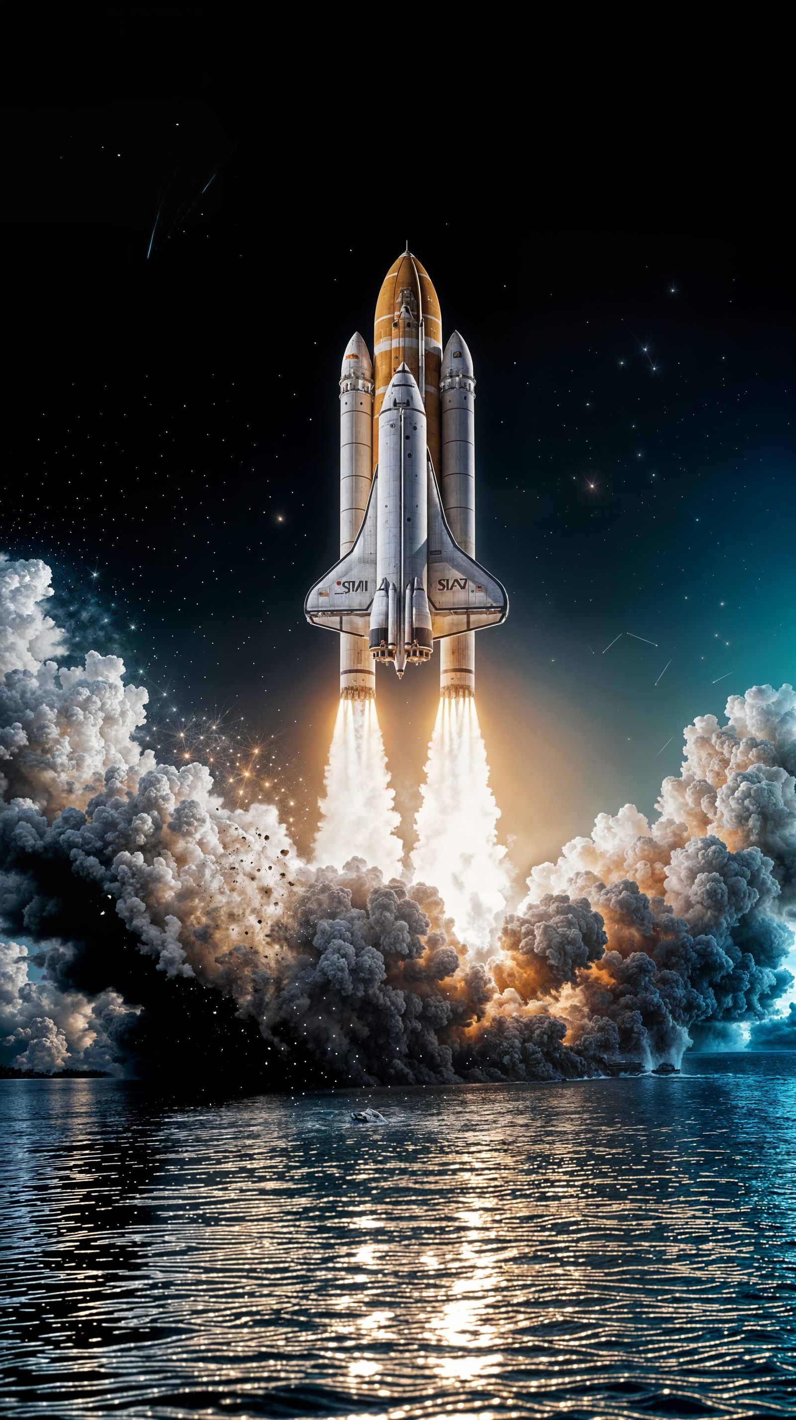 Dramatic Space Shuttle Launch from Water