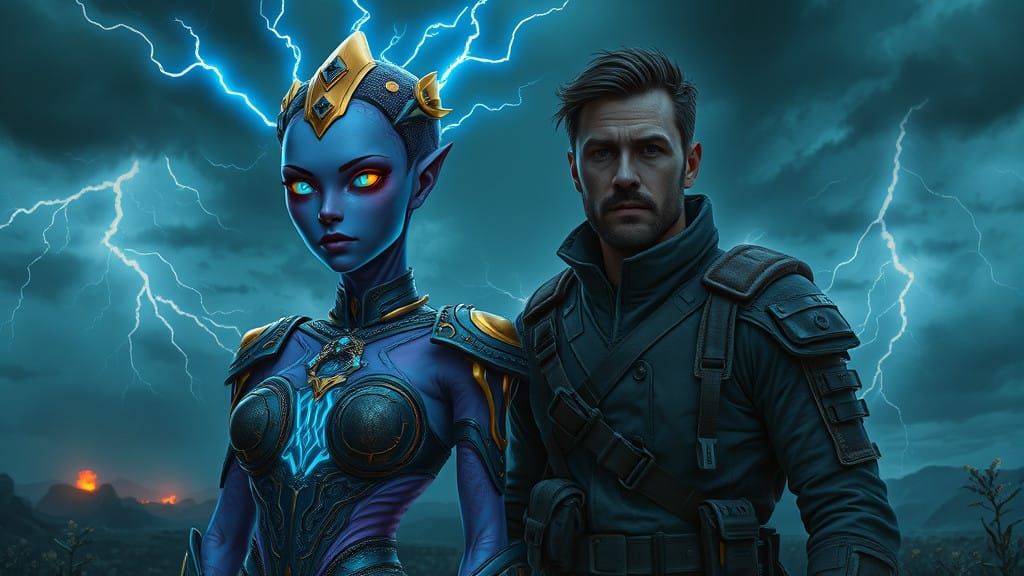 Stormy Unity: Human and Alien Stand Together in Otherworldly...