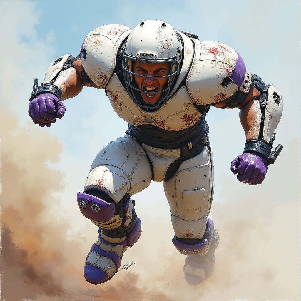Futuristic Warrior in Combat Sports Armor
