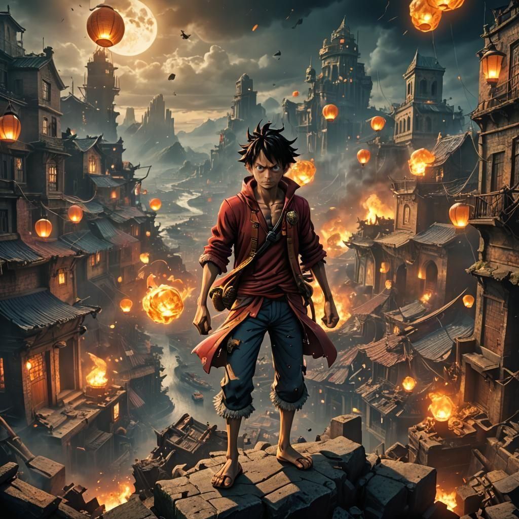 Luffy from One Piece: Epic Digital Matte Painting