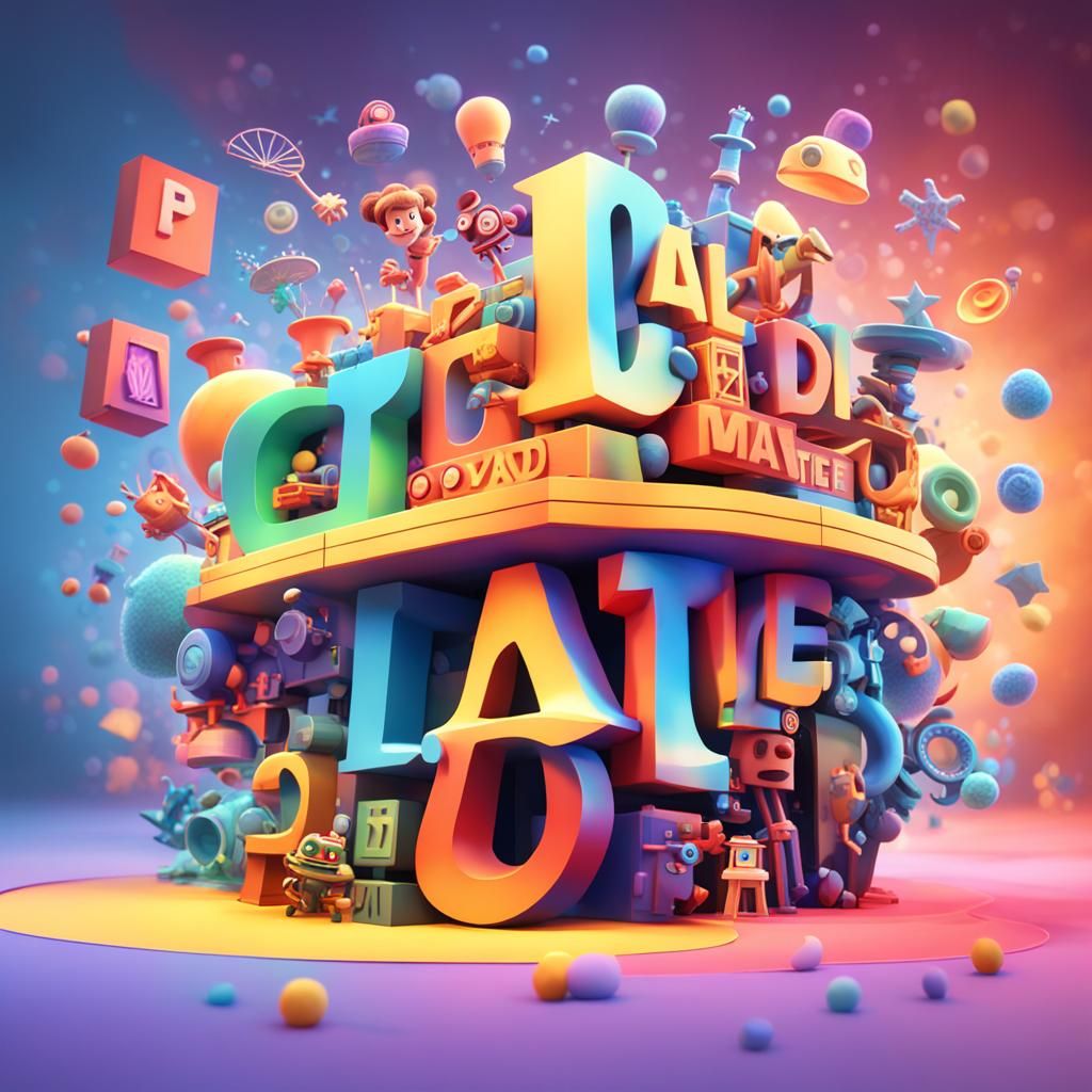 Word Art in 3D Digital Art Style