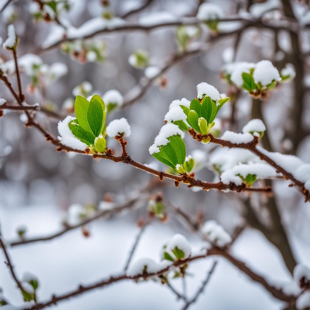 Spring Flowers Bloom Through Snow