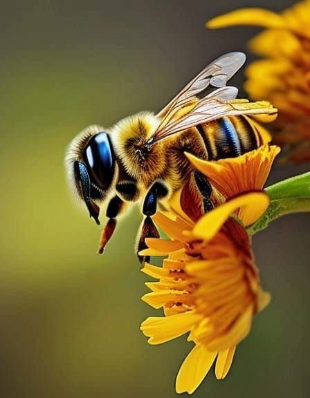 Detailed Honeybee Drinking Nectar, Splash Art