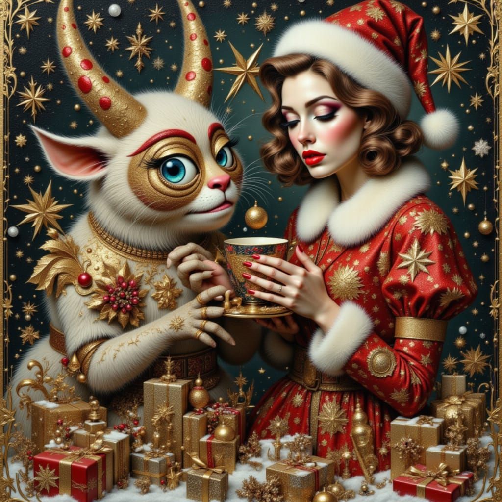 Christmas Gift Wrapping Monster Finished the Gifts