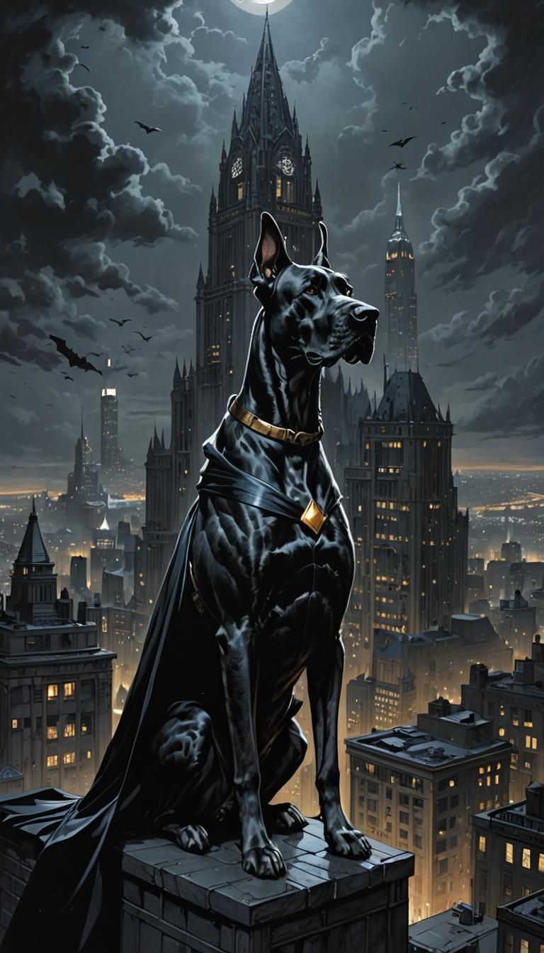 Great Dane Superhero in Comic Book Art Style