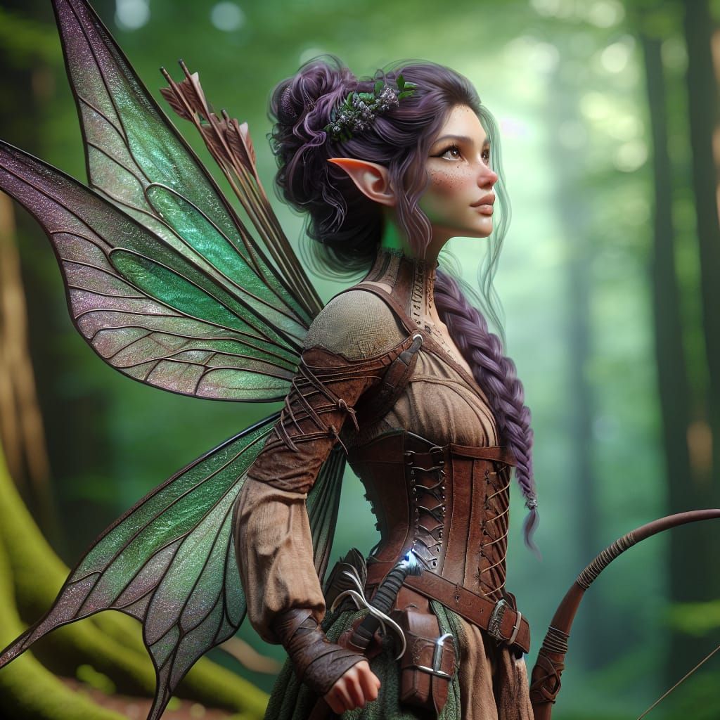 Hyperrealistic Forest Fairy with Braided Hair