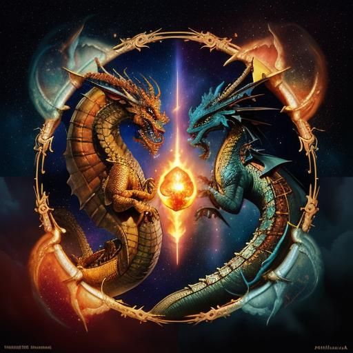 Gold Viking Shield with Dragons, Digital Art