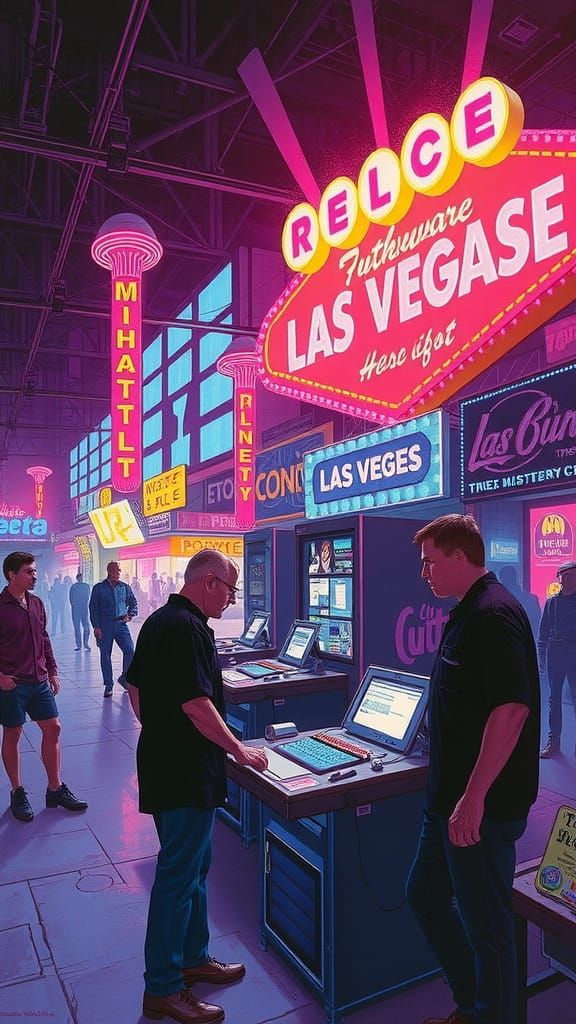 Synthwave Las Vegas Street Scene, 1985 Style