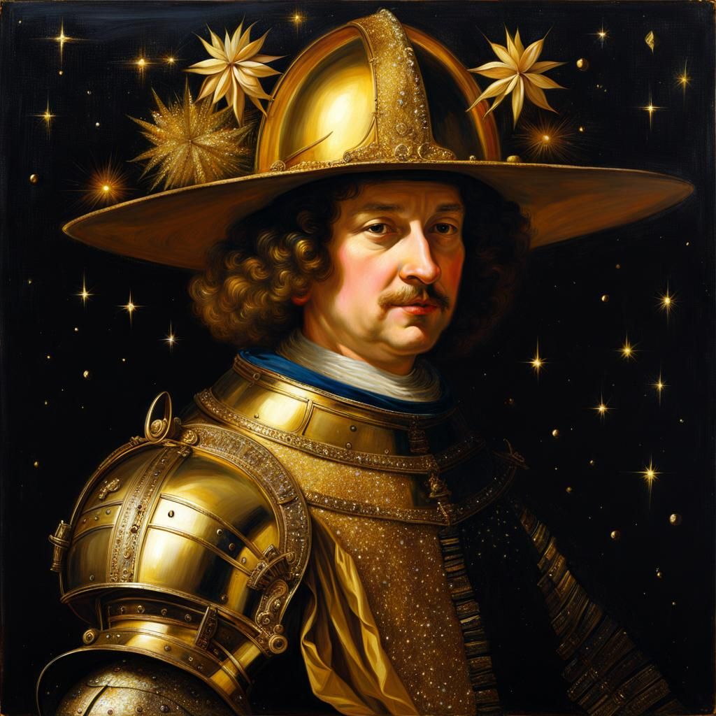 Golden Helmet Portrait in Rembrandt Style